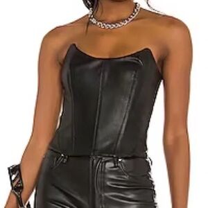 Faux-Leather Bustier Top in Black-NBD NWT